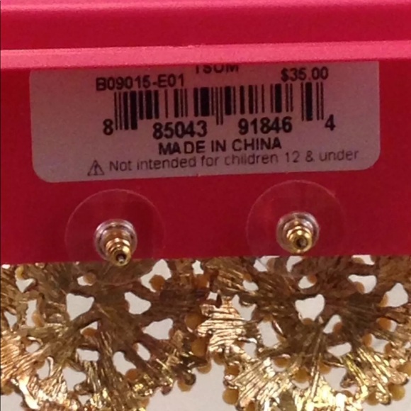 Betsey Johnson Orange Flower Button Earrings - Picture 5 of 5